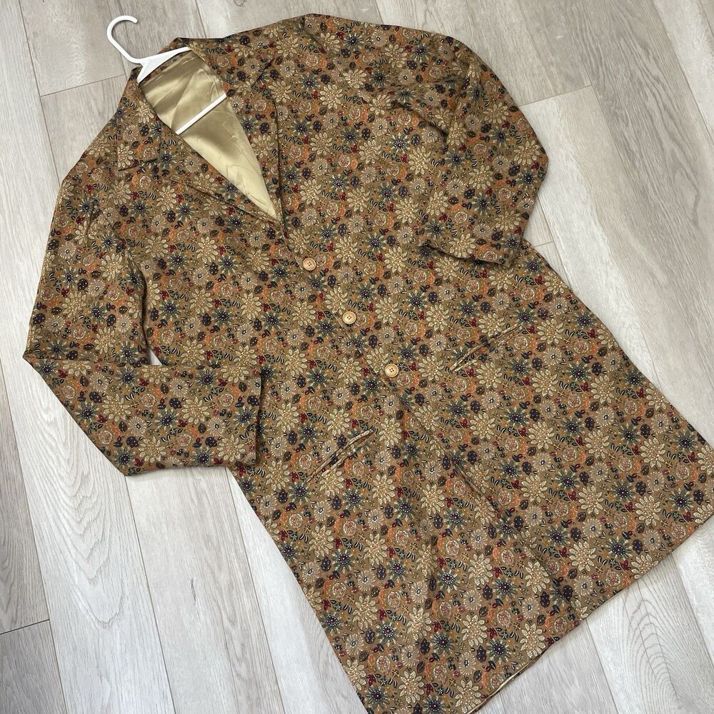 Vintage Floral Blazer Jacket 70's womens Orange (xlarge) boho groovy shabby chic